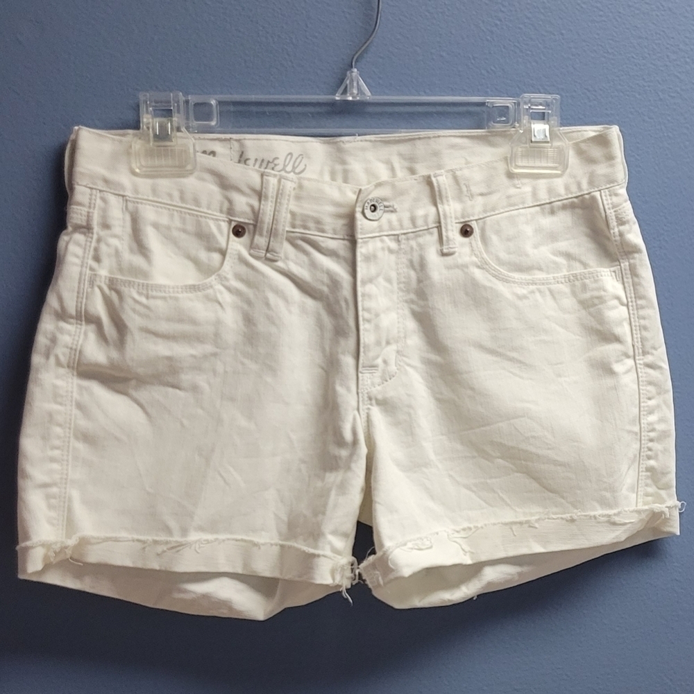 Madewell High Rise Boyfriend white denim cutoffs